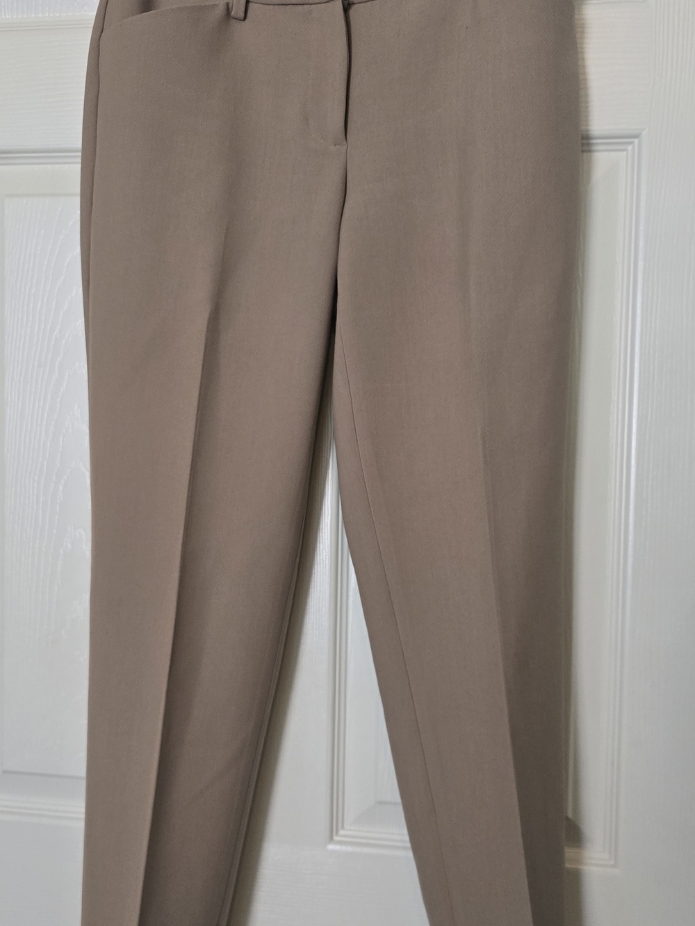 Talbots Hampshire Ankle Taupe with Navy and Burgundy Trim Waistband Detail Pants